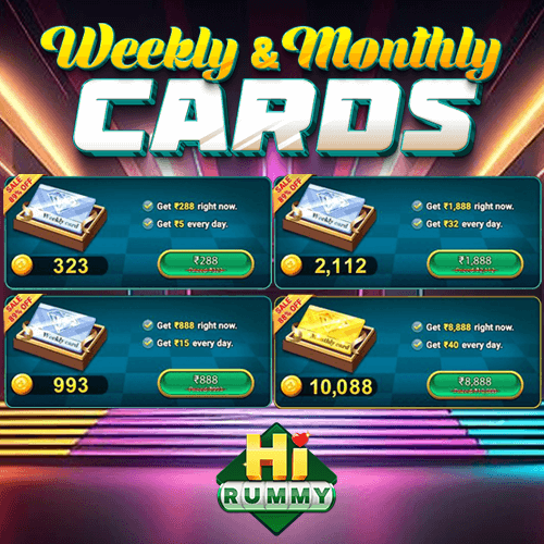 HiRummy Weekly and montly cards 500 x 500